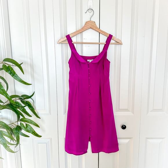 WALTER 100% Silk Button Up Tank Dress in Fuchsia Pink - Picture 1 of 11